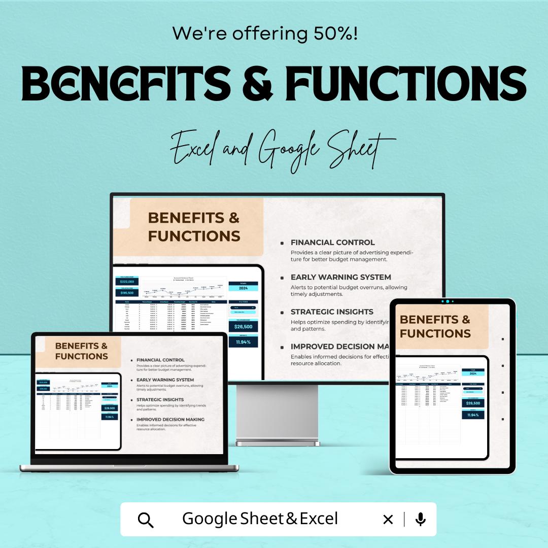 Advertising Budget Burn Rate Worksheet – Excel & Google Sheets – Track and Manage Advertising Spend Efficiently – 50% OFF