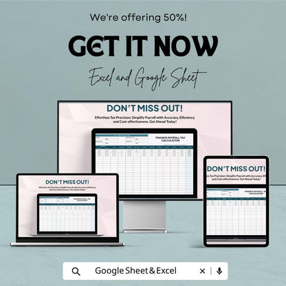 Finance Payroll Tax Template | Payroll Tax Calculator Spreadsheet | Employee Payroll Tracker | Salary Tax Calculation Sheet