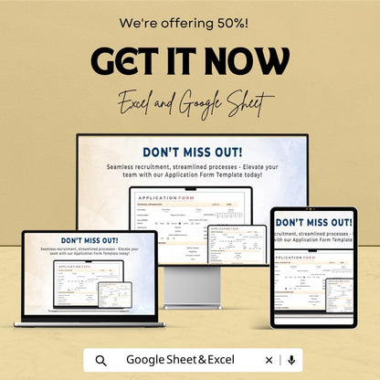 Application Form Template | Job Application Spreadsheet | Employee Recruitment Form | Excel & Google Sheets Application Tracker |