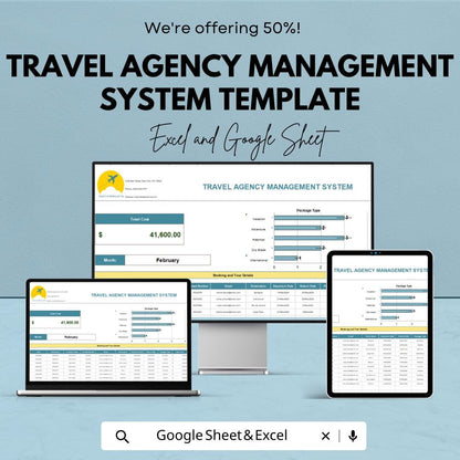 Travel Agency Management System Template | Booking Tracker Spreadsheet | Sheets Travel Business Dashboard | Tour Management Tool
