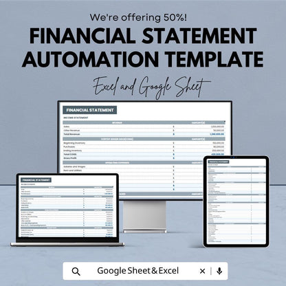 Financial Statement Automation Template | Income Statement Spreadsheet | Financial Reporting Tool | Accounting Sheet