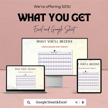 Startup Balance Sheet Template | Business Financial Statement | Balance Sheet Spreadsheet | Startup Finance Template | Excel & Google Sheets