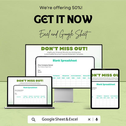 Blank Spreadsheet Template | Excel and Google Sheets | Customizable Accounting Sheet | Business Finance Tracker | Editable Data Sheet