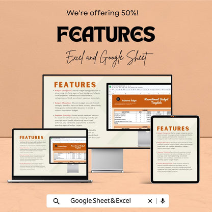 Recruitment Budget Sheet | Excel & Google Sheets Template for Recruitment Costs Management