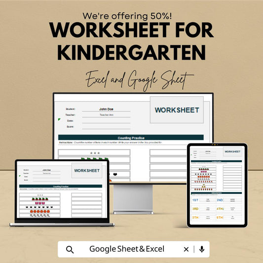 Kindergarten Counting Worksheet | Early Learning Educational Template | Google Sheets & Excel | Fun and Interactive