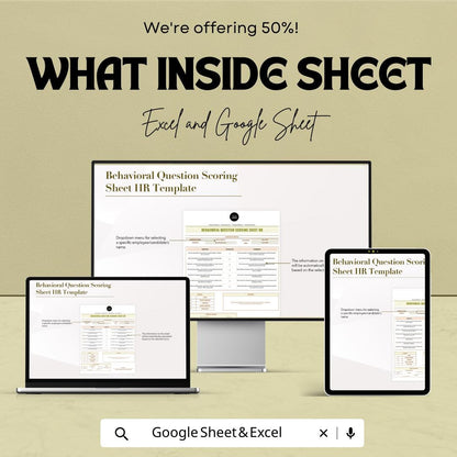 Behavioral Interview Scoring Sheet HR Template | Interview Evaluation Form | Candidate Scoring Spreadsheet | HR Hiring Toolkit