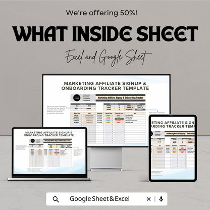 Marketing Affiliate Signup & Onboarding Tracker Template | Affiliate Program Management | Partner Tracking sheet | Business CRM Template