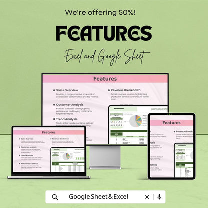 Sales Report Template | Sales Team Report Dashboard | Monthly Sales Analysis sheet | Excel and Google Sheets | Sales Performance Tracker