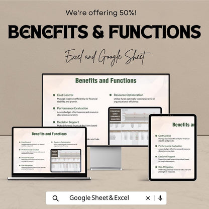 Financial Cost Variance Analysis Template | Budget vs Actual Tracker | Cost Control Spreadsheet | Financial Analysis Tool | Budget Tracker