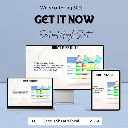 Project RACI Chart Template | Responsibility Matrix | Project Management Tool | Excel & Google Sheets