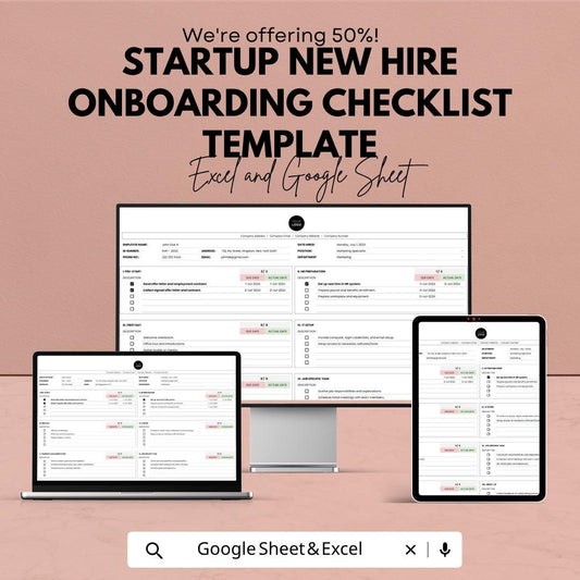 Startup Onboarding Checklist Template | New Hire Checklist Spreadsheet | Employee Onboarding Tracker | HR Onboarding Template |