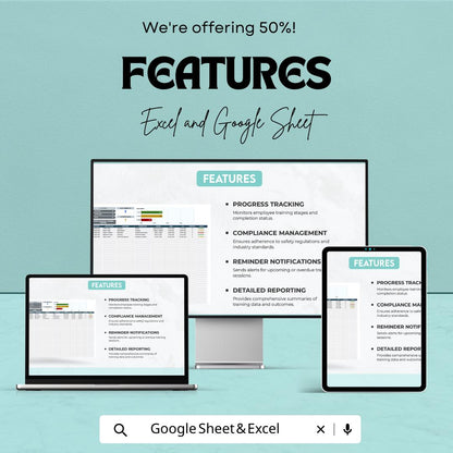 Workplace Safety Training Tracker | Excel & Google Sheets Template | Employee Training Log | Compliance Tracker | Safety Record Sheet
