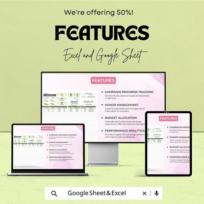 Startup Crowdfunding Campaign Tracker Template | Kickstarter Tracker Excel and Google Sheets | Fundraising & Donor Management Tool