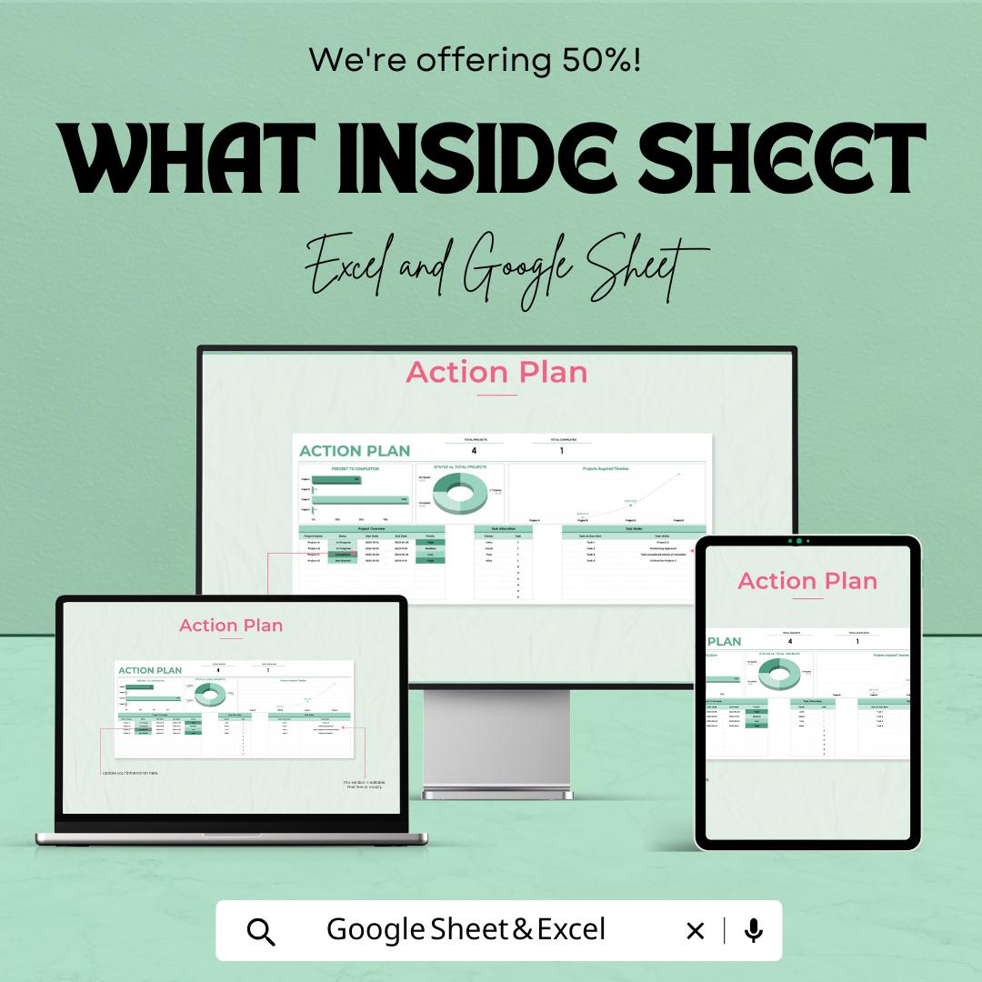 Action Plan Template | Google Sheets & Excel | Project Planning Spreadsheet | Task Management | Goal Planner | Business Project Tracker