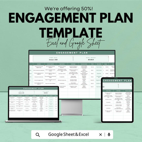 Engagement Plan Template | Business Strategy Planner | Marketing Campaign Tracker | Project Management Spreadsheet | Editable Planning Tool