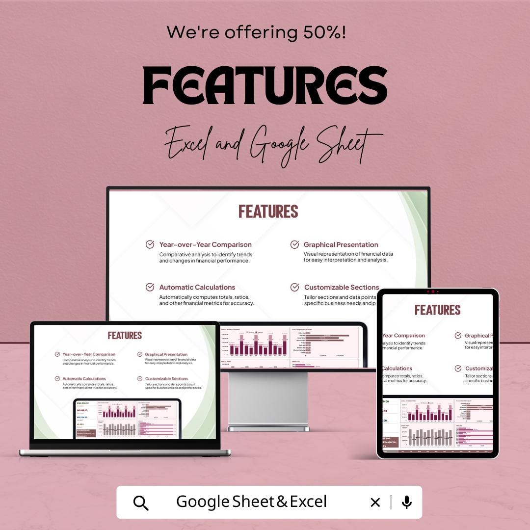 Advertising Yearly Financial Summary Sheet | Google Sheets Template | Financial Analysis | Budgeting & Forecasting Tool | Customizable