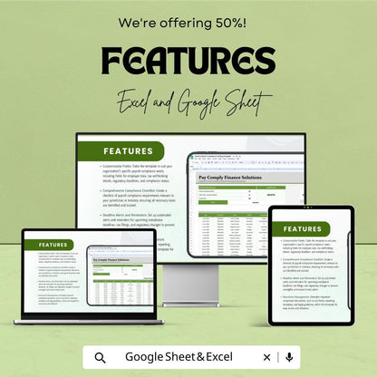 Finance Payroll Compliance Tracking Template | Payroll Audit Tracker | HR Compliance Spreadsheet | Employee Payroll Monitor