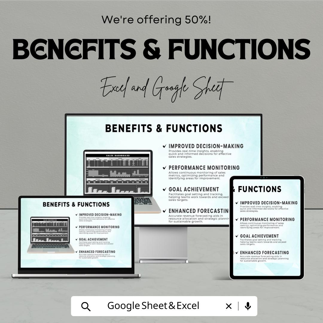 Sales Dashboard Template | Excel and Google Sheet | Sales Tracking Spreadsheet | KPI Dashboard | Performance Metrics Tracker