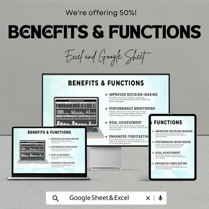 Sales Dashboard Template | Excel and Google Sheet | Sales Tracking Spreadsheet | KPI Dashboard | Performance Metrics Tracker