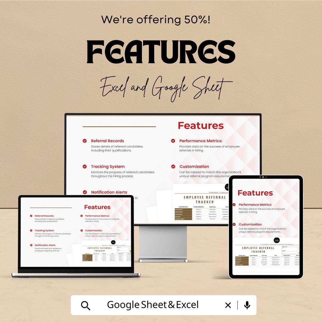 Employee Referral Tracker HR Template | Excel & Google Sheets | Employee Referral Program Tracker | Hiring and Recruitment Tracking Tool