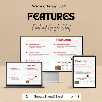 Employee Referral Tracker HR Template | Excel & Google Sheets | Employee Referral Program Tracker | Hiring and Recruitment Tracking Tool
