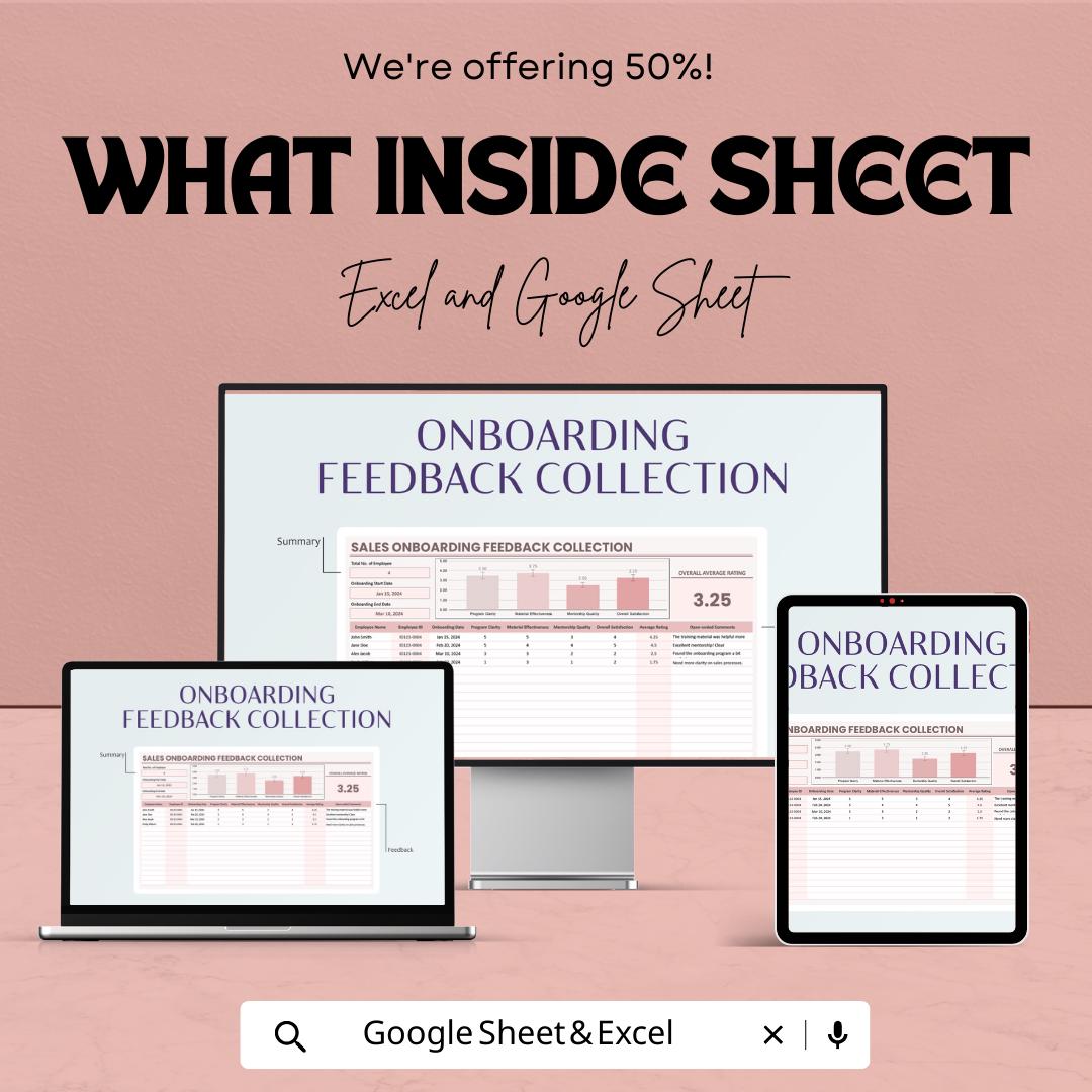 Sales Onboarding Feedback Collection Template | Employee Training Feedback Tracker | Sales Onboarding Evaluation Tool
