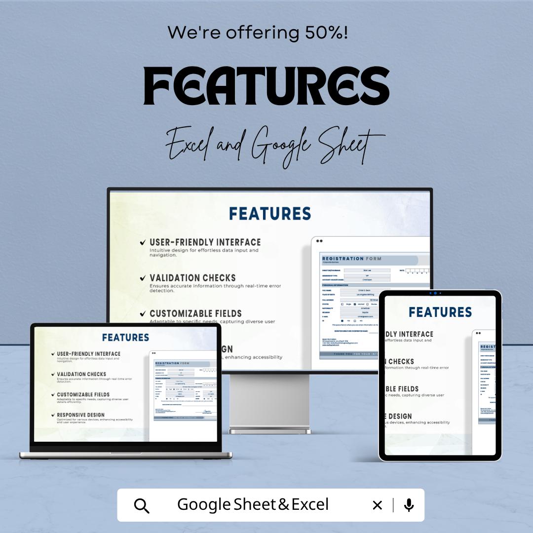 Registration Form Template | Client Intake Form | Signup Form Spreadsheet | Excel & Google Sheets | Event Registration Tracker