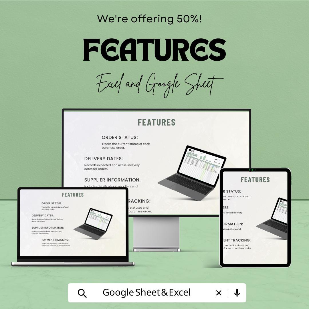Operations Purchase Order Tracker Template | PO Tracking Spreadsheet | Excel & Google Sheets