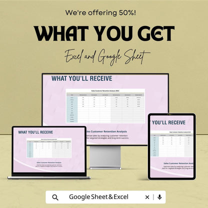 Sales Customer Retention Analysis Template | Excel & Google Sheets Dashboard | Customer Analytics Report | Business Data Tracker | Retention