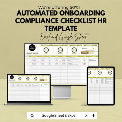 Automated Onboarding Compliance Checklist HR Template |HR Compliance Dashboard | New Hire Checklist