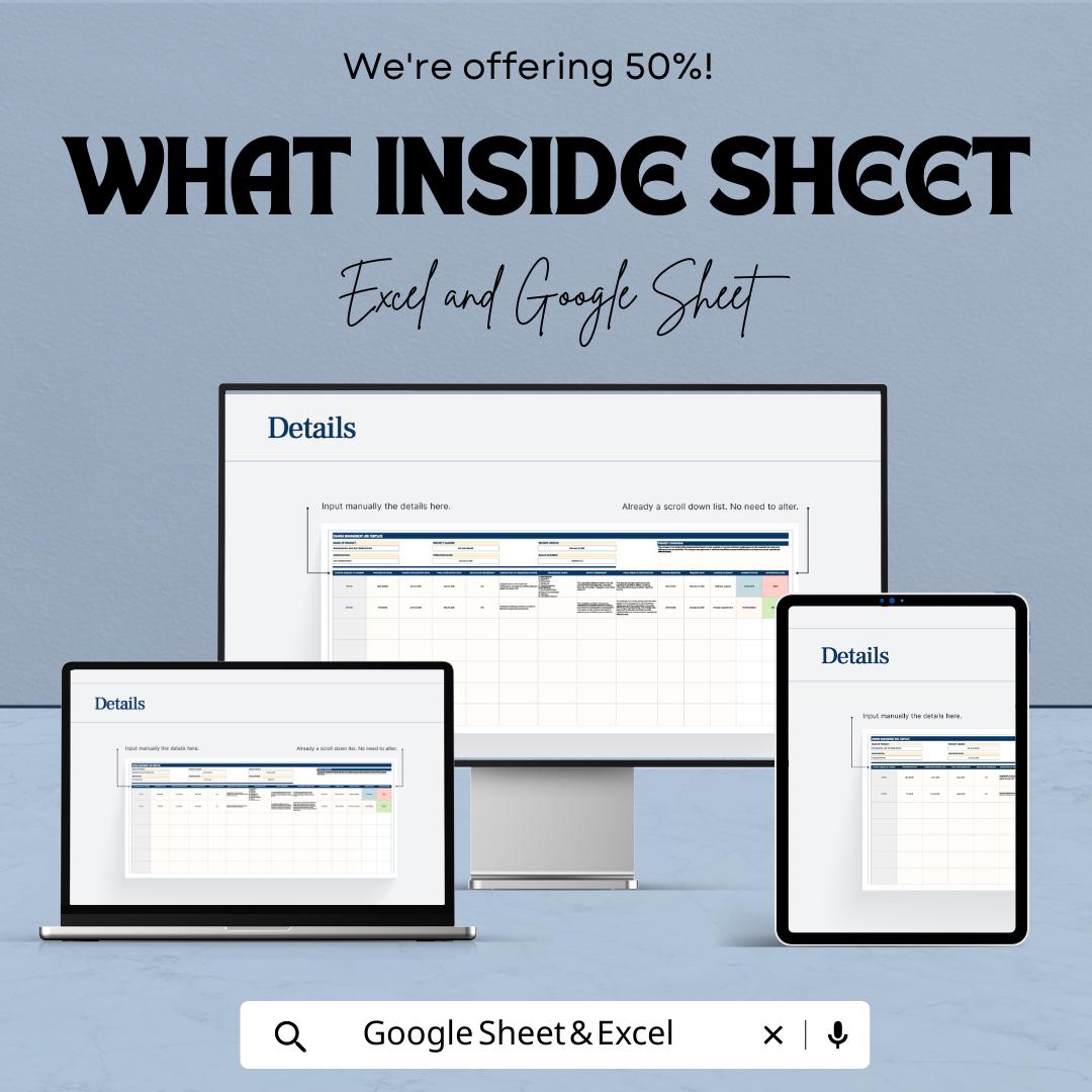 Change Management Spreadsheet Template | Project Change Log Tracker | Excel and Google Sheets Template | Change Request Log
