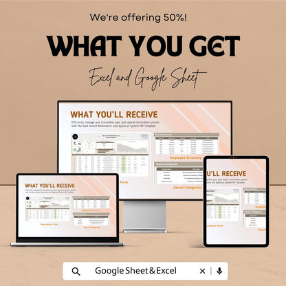 Spot Award Nomination and Approval System HR Template | Employee Recognition Tracker | Excel & Google Sheets HR Tool