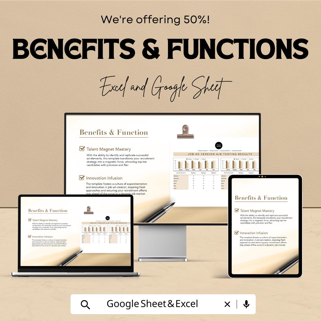 Job Ad A/B Testing Results Template | HR Recruitment Template | Job Ad Performance Tracker | Excel & Google Sheets HR Template |