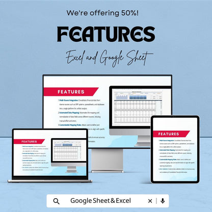 Financial Data Consolidation Sheet | Excel and Google Sheet Template | Budget Tracking, Financial Reporting & Data Analysis