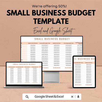 Small Business Budget Template | Business Budget Spreadsheet | Expense and Income Tracker | Financial Planning Template |
