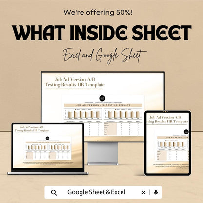 Job Ad A/B Testing Results Template | HR Recruitment Template | Job Ad Performance Tracker | Excel & Google Sheets HR Template |