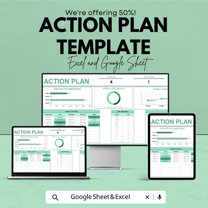 Action Plan Template | Google Sheets & Excel | Project Planning Spreadsheet | Task Management | Goal Planner | Business Project Tracker