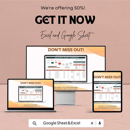 Finance Accounts Balancing Tool Template |  Balance Sheet Summary Template | Accounting Tracker | Financial Management Spreadsheet