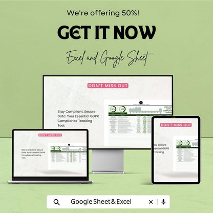 Operations GDPR Compliance Status Template, GDPR Tracker Spreadsheet, Data Protection Compliance Log, Privacy Compliance Dashboard