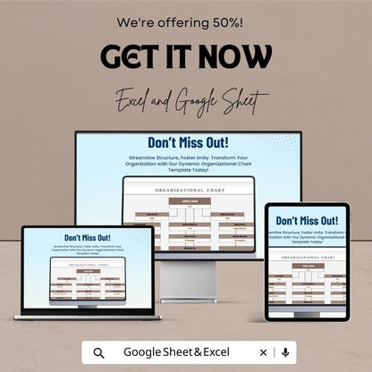 Organizational Chart Template | Editable Google Sheet & Excel Org Chart | Company Structure Hierarchy Diagram | Employee Org Chart