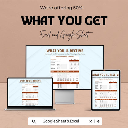 Employee Bi Weekly Timesheet Template, Payroll Tracker, Work Hours Log, Biweekly Time Tracker