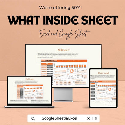 Transport and Logistics Sales Performance Dashboard Template | Sales KPI Tracking Spreadsheet | Revenue & Shipment Analysis