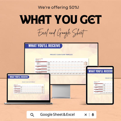 Project Cash Flow Sheet | Excel & Google Sheets Template | Cash Flow Tracker | Business Finance Planner | Instant Download