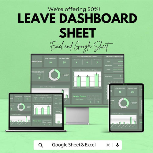 Leave Dashboard | Employee Leave Tracker | Excel & Google Sheets | Leave Management System | Work Leave Planner | Absenteeism Tracker |