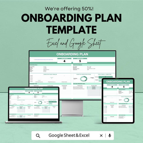 Employee Onboarding Plan Template , HR Onboarding Checklist, New Hire Training Plan, Employee Training Tracker, HR Management Spreadsheet