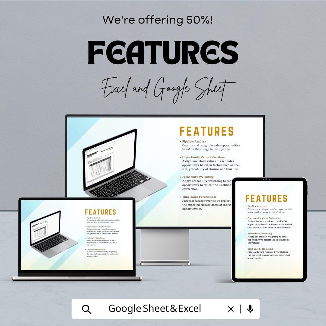 Opportunity-Based Sales Forecast Sheet | Excel & Google Sheet | Sales Pipeline Tracker | Forecasting Template | Instant Download