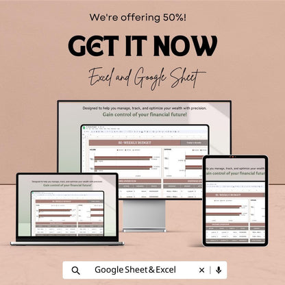 Biweekly Budget Template | Bi Weekly Budget Spreadsheet | Paycheck Budget Planner | Excel & Google Sheets | Income Expense Tracker Sheet