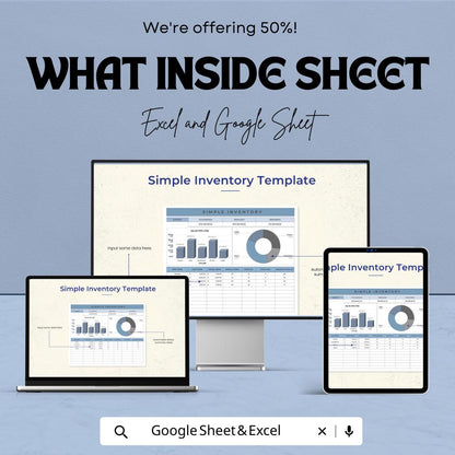 Simple Inventory Template Excel & Google Sheets | Stock Tracker Spreadsheet | Inventory Management Dashboard | Small Business Inventory Log