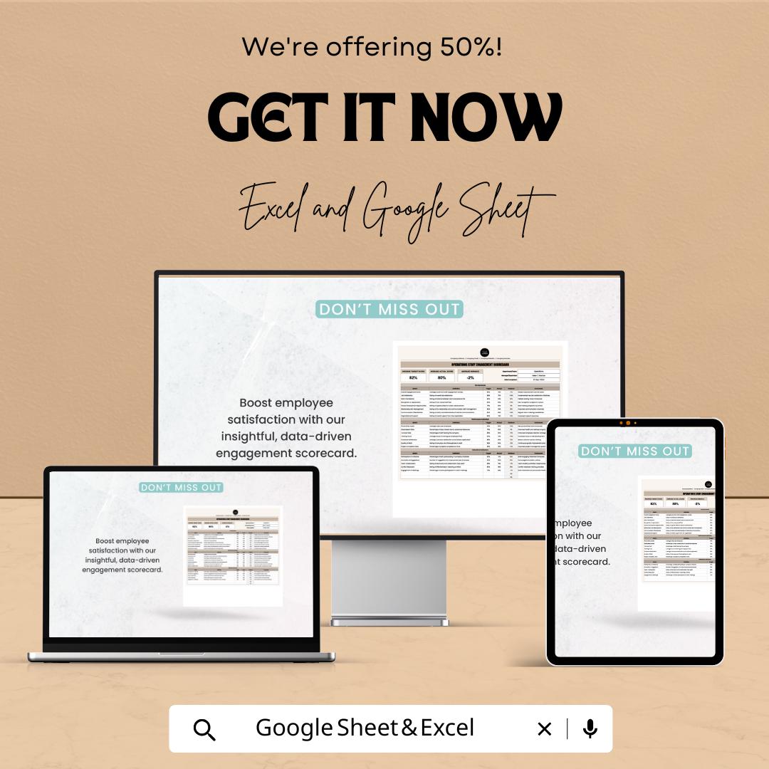 Operations Staff Engagement Scorecard Template, Employee Engagement Tracker, HR Performance Scorecard, Team Satisfaction Metrics