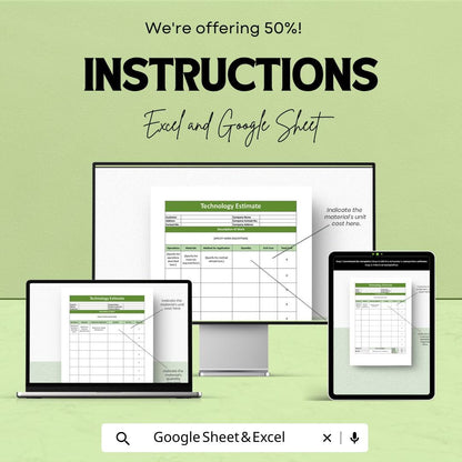 Basic Technology Estimate Sheet – Excel & Google Sheets Template for Cost Estimation, Pricing, and Project Management